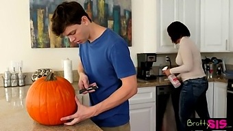 Step Fantasy: Stepsister Catches Brother Masturbating With Pumpkin