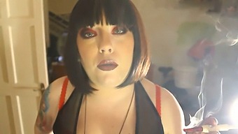 Fat Milf Tina Smokes A Filterless Cigarette With A Holder