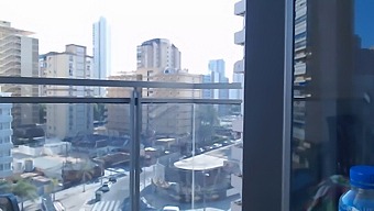 Beautifully Dressed Girl Shows Off On Balcony