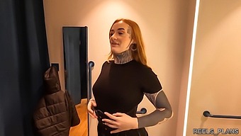 British Schoolgirl With Large Buttocks Receives Double Penetration In Hotel Fitting Room By Two Unknown Individuals
